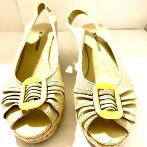 Naturalizer Bina Slingback Espadrille Beige Canvas Wedge Sandals Women's Sz 8 M